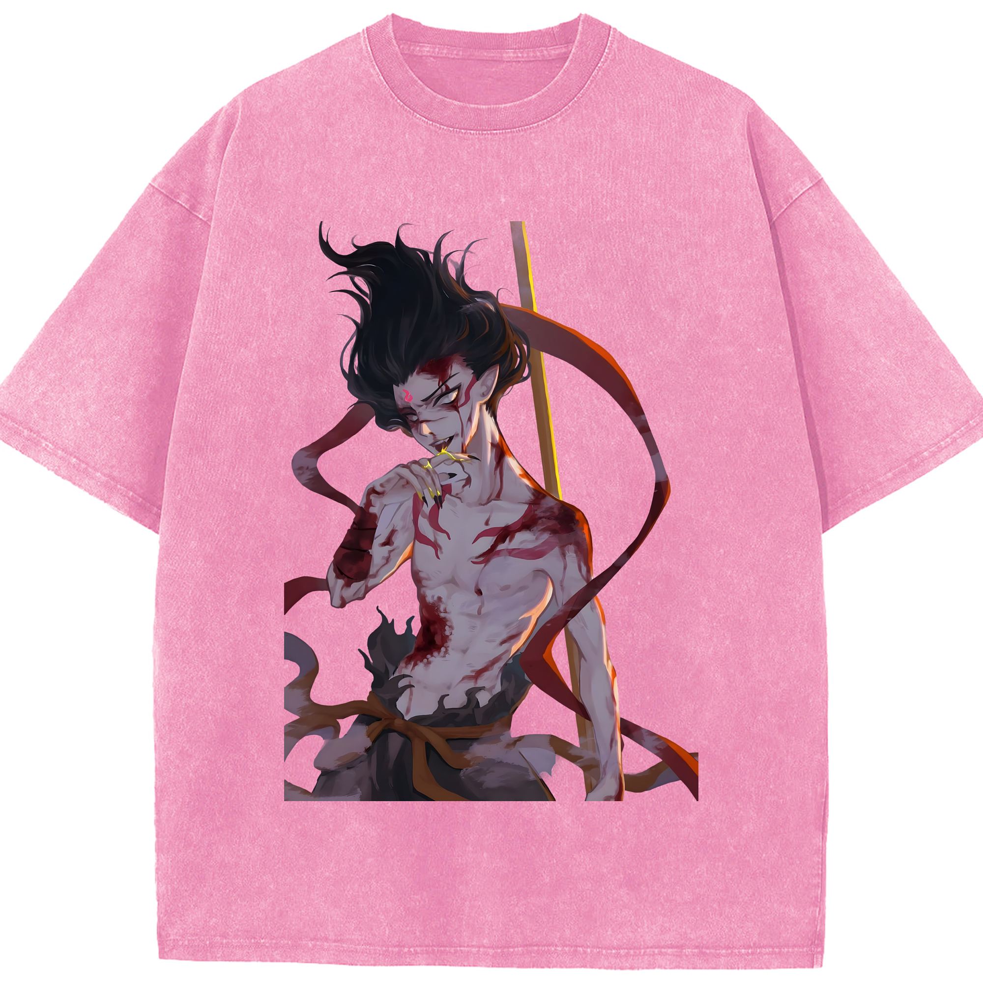 （画像用） Ne Zha 2 ナタ 魔童の大暴れ 綿100% ヴィンテージ風 半袖Tシャツ（フロントプリント）